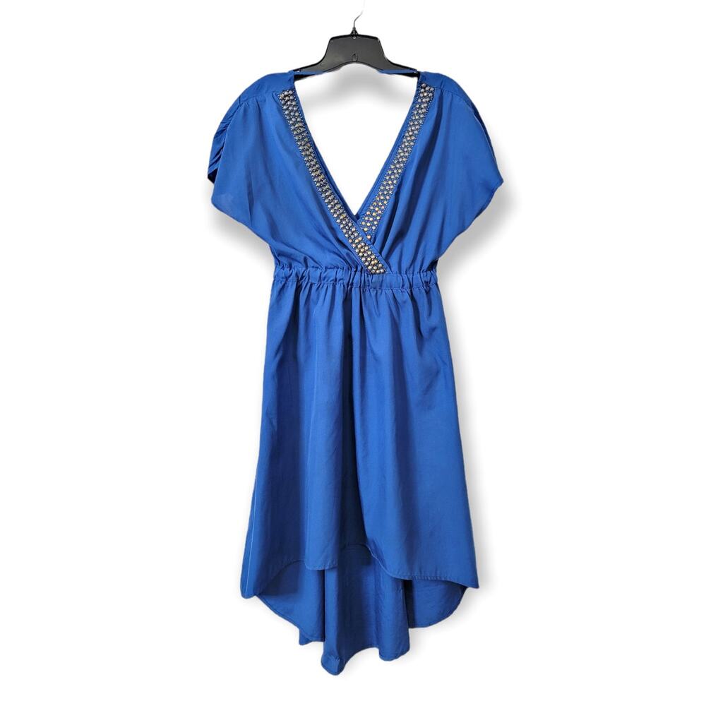 Angie Super Low Cut V Neck Cinched Waist Midi Dress Size MEDIUM